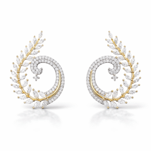Aurelia Paisley Moissanite Gold Earrings - 925 Sterling Silver