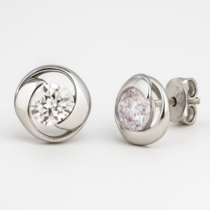 Eternal Swirl Solitaire Stud Earrings