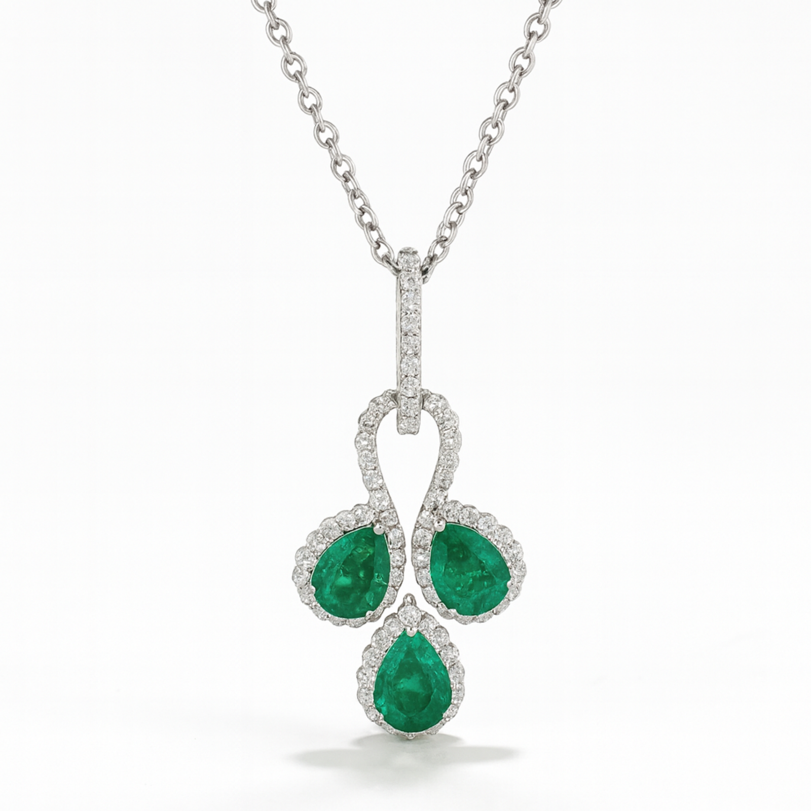 Emerald Dewdrop Moissanite Pendant — 925 Sterling Silver