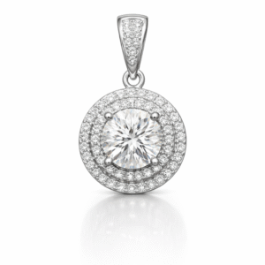 Lumière Halo Moissanite 925 Sterling Silver Pendant