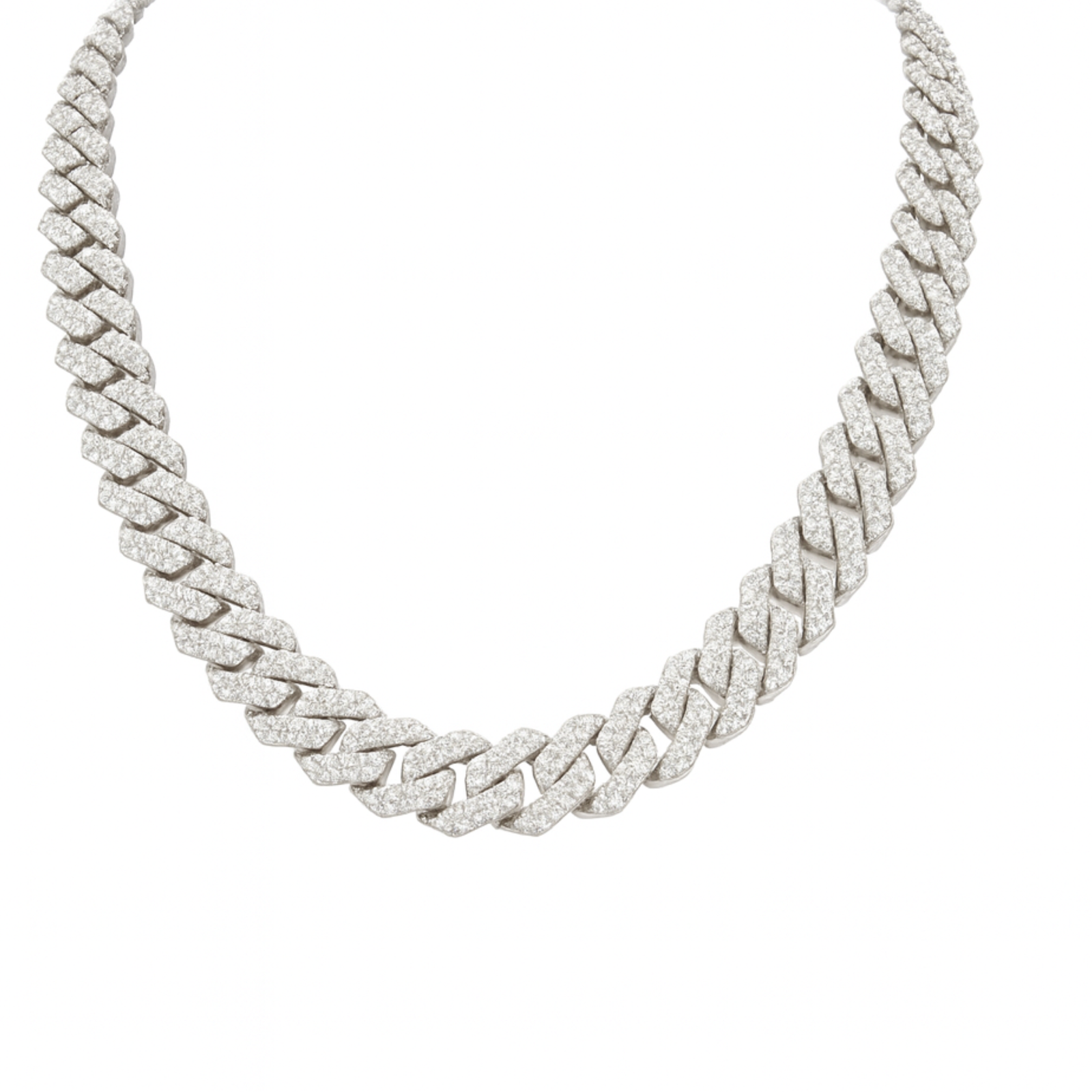 Regal Moissanite Cuban Link Necklace — 925 Sterling Silver 12mm, 18 inch