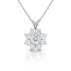 Celestia Bloom Moissanite Floral 925 Sterling Silver Pendant Necklace