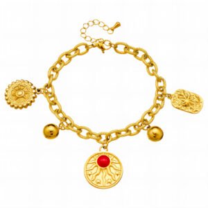 "Sun" Bracelet, 18K Gold Plated Steel