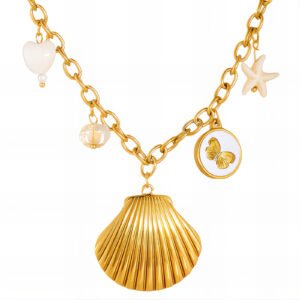 "Seashell" Necklace, 18K Gold Plated Steel