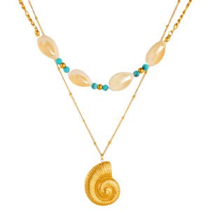 "Seashell" Necklace, 18K Gold Plated Steel