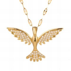 "Bird" Necklace, 18K Gold Plated Steel