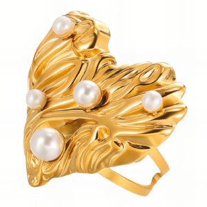 "Heart" Ring, 18K Gold Plated Steel