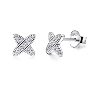 Aurora Cross Moissanite Stud 925 Sterling Silver Earrings