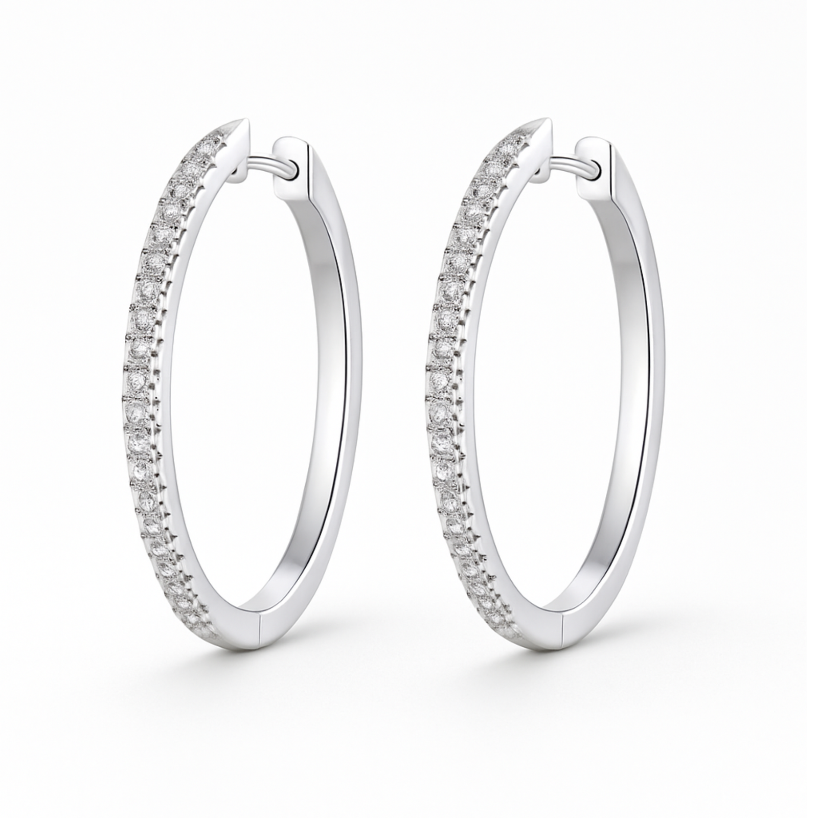 CrystalArc Pavé Moissanite 925 Sterling Silver Hoops