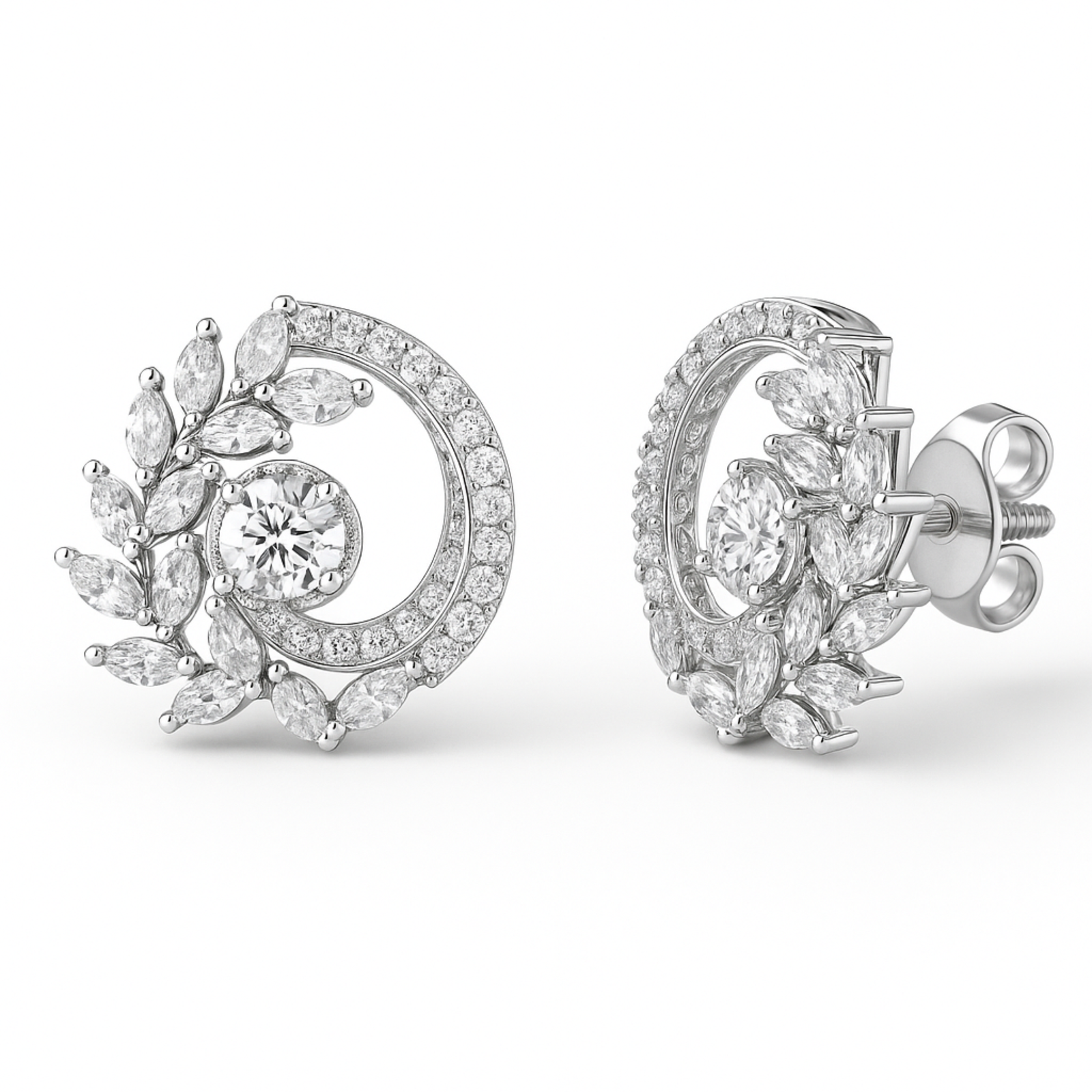 Floral Halo Moissanite 925 Sterling Silver Earrings