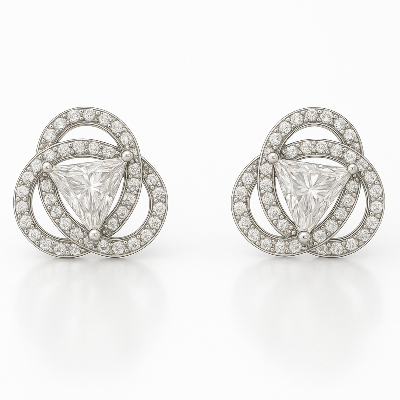 Eternal Trilium Moissanite Stud 925 Sterling Silver Earrings