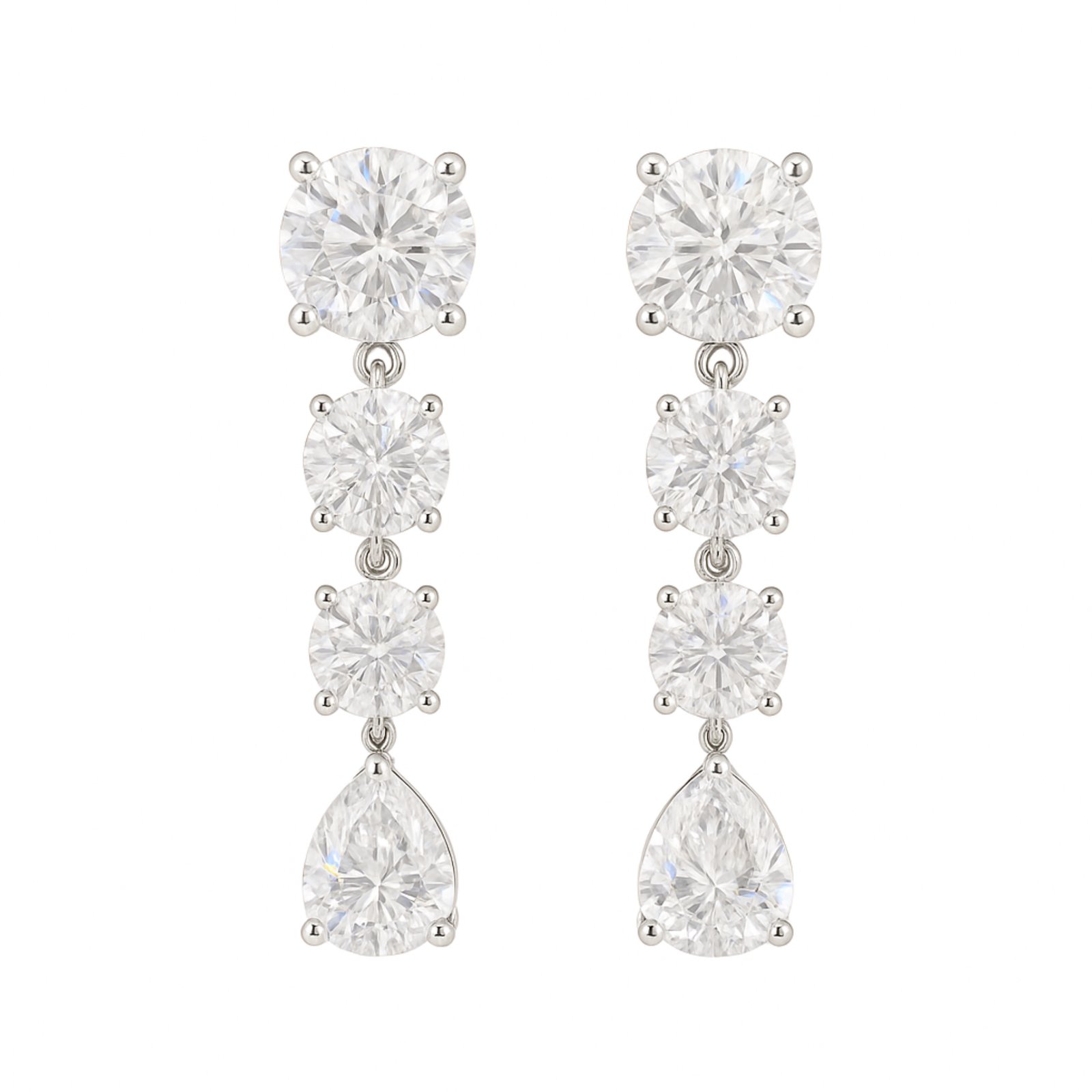 Celeste Moissanite Four-Stone Cascade Drops – 925 Sterling Silver