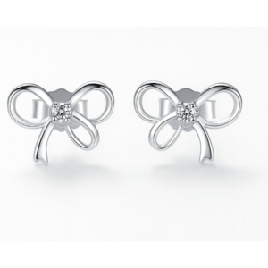 Elegance Petite Bow Stud 925 Sterling Silver Earrings