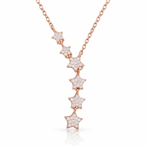 Stellar Cascade Rose Gold Moissanite 925 Sterling Silver Y-Necklace