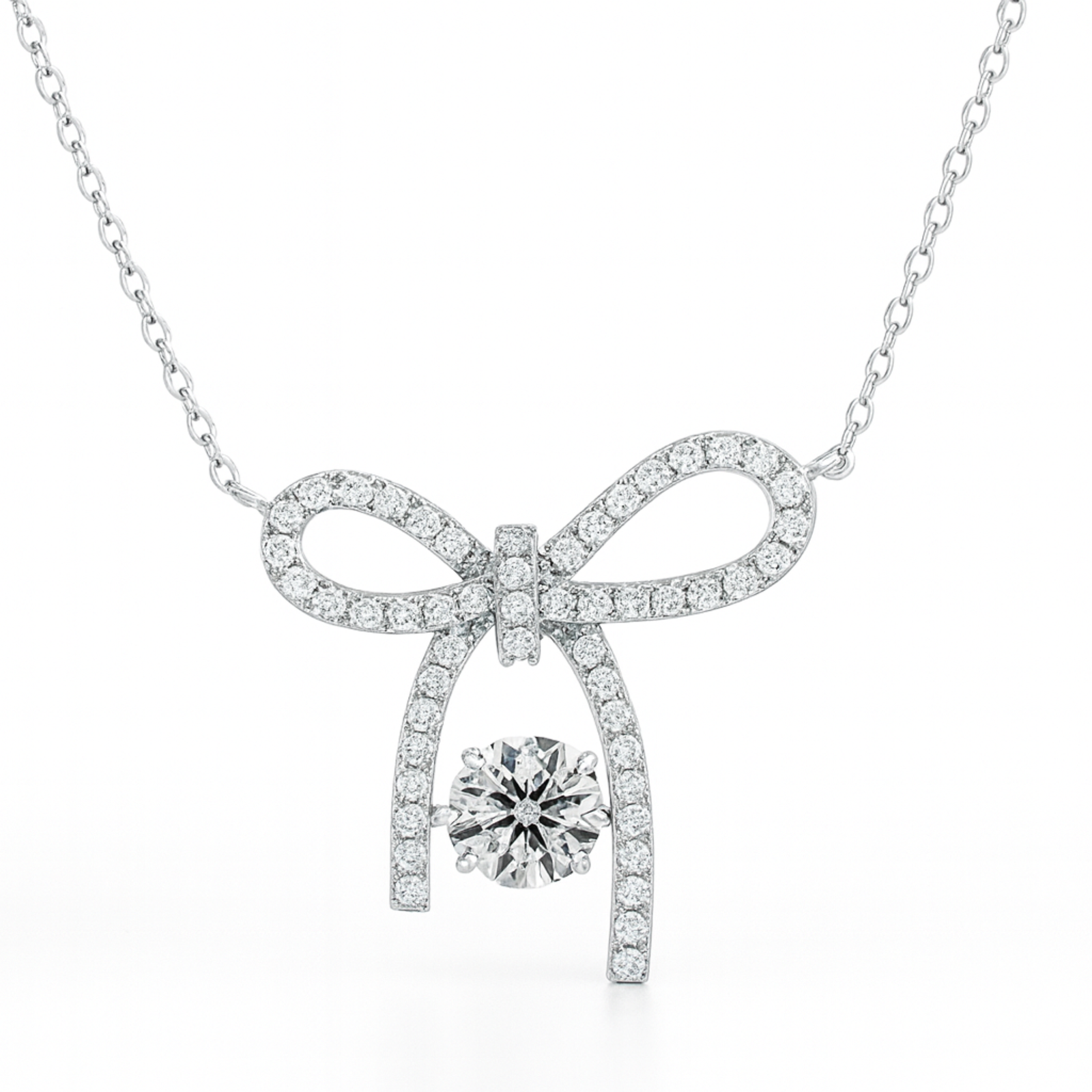 Moissanite Ribbon Grace Pendant – 925 Sterling Silver