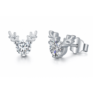 Aurora Antler Moissanite Stud Earrings – 925 Sterling Silver